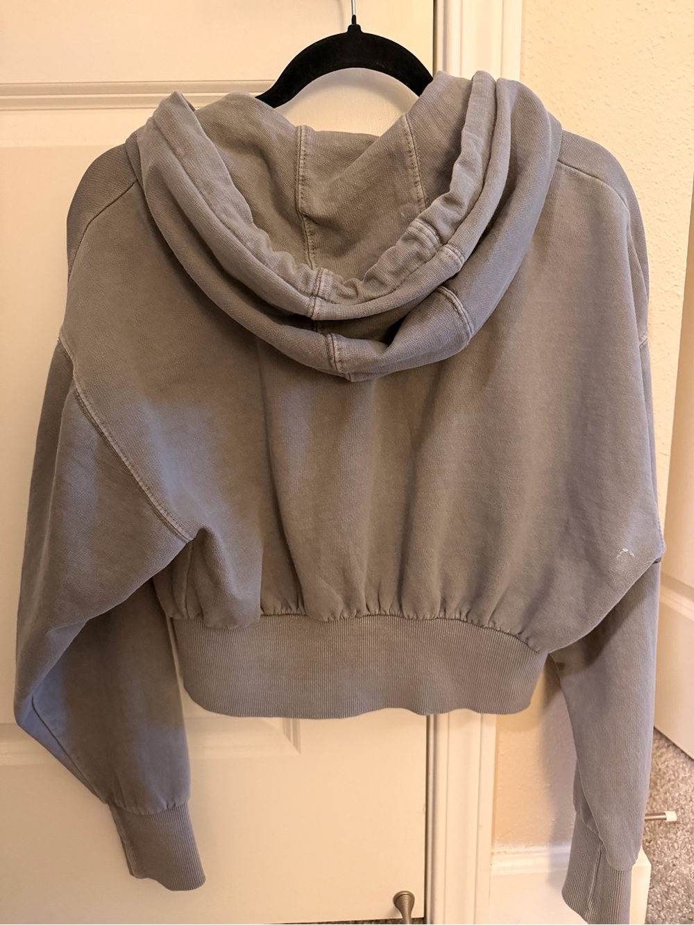 Washed Gray Cropped Zip Hoodie Jacket - Picture 5 of 5